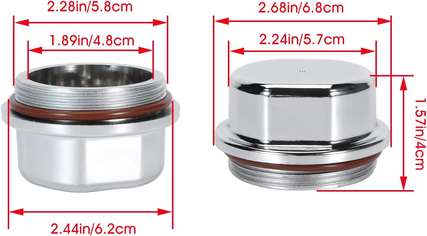 Hub Dust Caps, Axle Dust Grease Cap with O- Ring for Vortex 48355v, Boat, Nitro, E-Z, for Ranger Replace K71-G01-73, 21-261, 81143, for Marine for Dexter Trailer Hub Wheel, Silver (2)