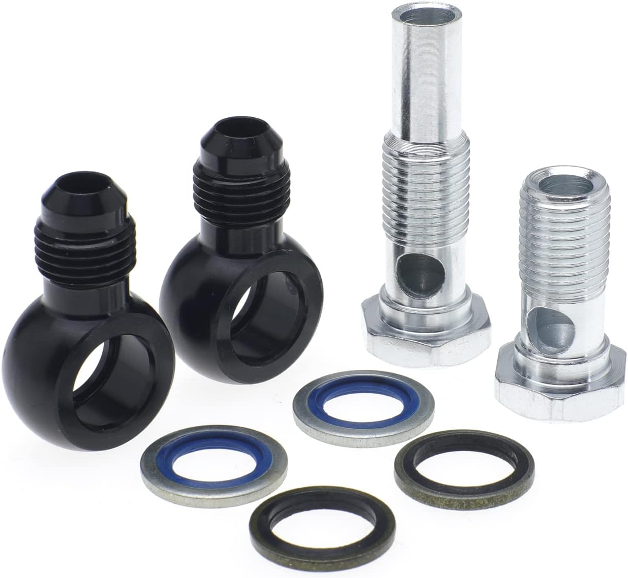 6AN x 1/4NPSM for 4L80E Transmission Oil Cooler 90 Degree Banjo Fittings