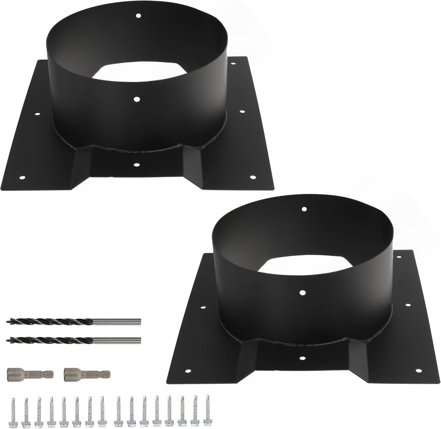 8 Inch Shipping Container Roof Vent Adapter 8" for Whirlybird Turbines, Round Chimney Caps and Corrugated Roof Window Vents, 3 Pack, Black