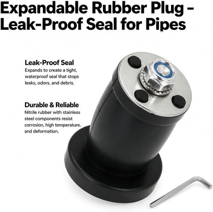 2 Pack Expandable Rubber Plug Mechanical Seal Scupper Plugs Boat Plug Winterizing Expansion Plugs Leak Proof Drain Plugs for Boats Pools Bathroom Pipe Sewers (2.56"-3.15"（65mm-80mm）)