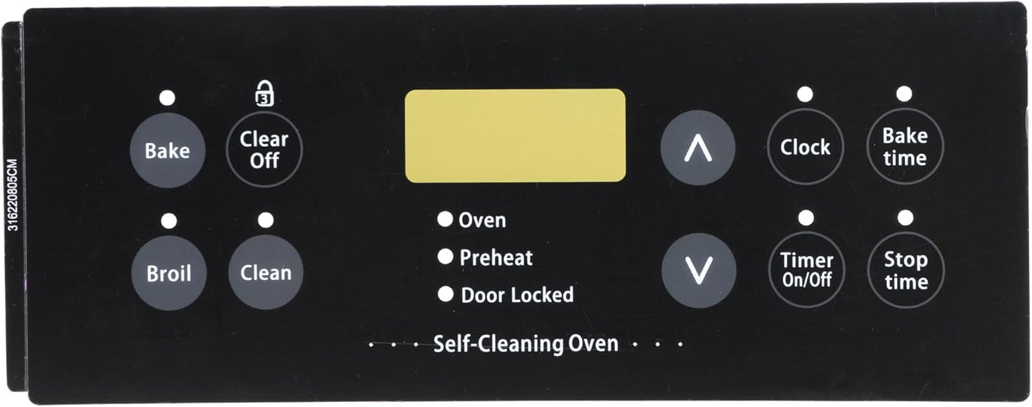 Replacement 316220805 Control Board Overlay for Frigidaire Range Stove Oven, Touchpad Overlay Replaces 316220818 316220841 318214502