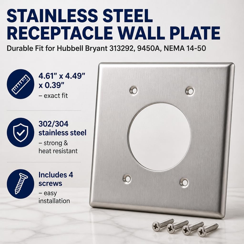 Single Hole Receptacle Wall Plate, Outlet Covers Wall Plate for Hubbell Bryant 313292 SS701 9450A, 4.56" Length 4.5" Width 0.21" Thick (Pack of 2)