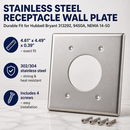 Single Hole Receptacle Wall Plate, Outlet Covers Wall Plate for Hubbell Bryant 313292 SS701 9450A, 4.56" Length 4.5" Width 0.21" Thick (Pack of 2)
