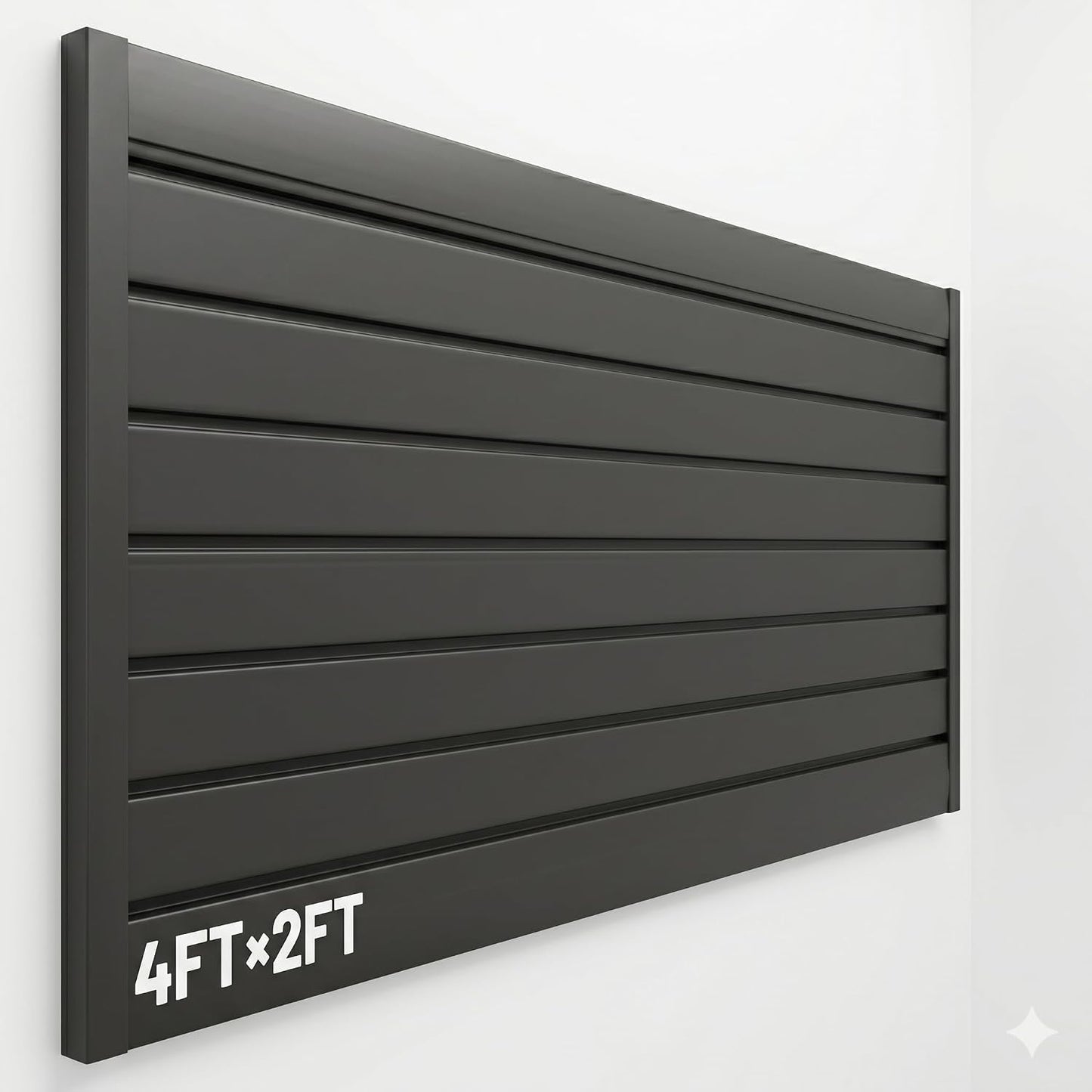 2x4FT Slat Wall Panels Garage Wall Organizer Tool Organizer Slat Board PVC Wall Panels Black Slatwall Garage Storage (Black, 2FTx4FT)
