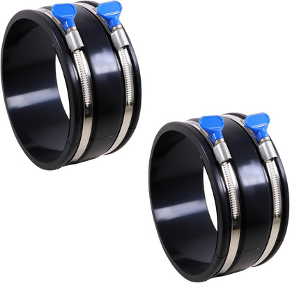 6 Pack 2.5" Dust Control Flex Cuff with Adjustable Hose Clamps, Rubber Connector Rubber Cuff Coupler for Woodworking Dust Collection Fittings