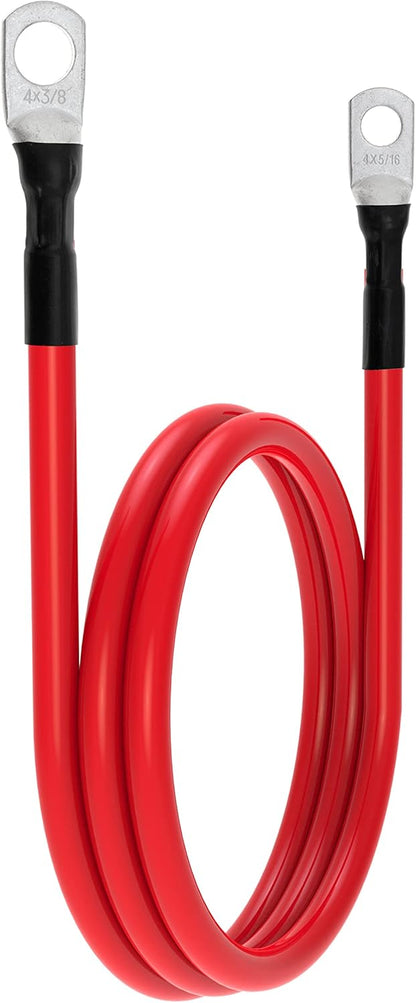 5 AWG Battery Cables 5 Gauge Power Inverter Cables with 3/8 Inch and 5/16 Inch Lugs Each End for Solar Marine Boat Vessel RV Car SUV Truck Tractor Motorcycle 2pcs (2FT, 5 AWG)