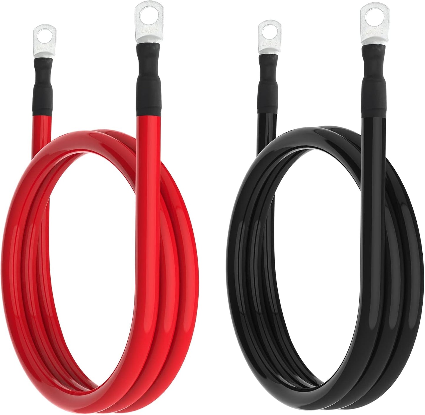 8 AWG Battery Cable 8AWG Gauge Battery Inverter Cables for Automotive Solar Marine Boat RV Car Motorcycle (8 AWG, 4FT, 3/8")