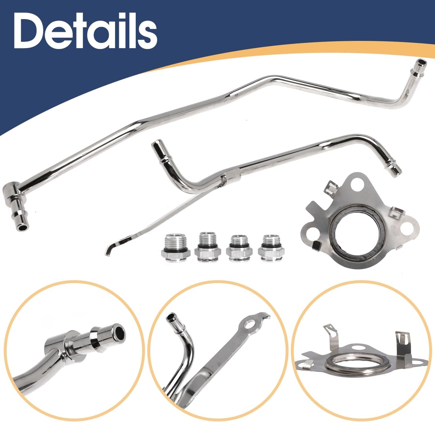 Replacement 926-186 Turbo Coolant Line Tubes, Passenger/Right Side Oil Cooler Line Kit for Ford Expedition 15-17, F150 11-16, Transit 150 250 350 350HD 15-21 and for Lincoln Navigator 15-17
