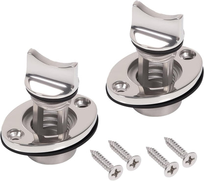 Stainless Steel Boat Drain Plug Oval Garboard Transom Marine Plugs Fit for 1" Hole,Thread for 3/4", with Screws and Waterproof O-Ring
