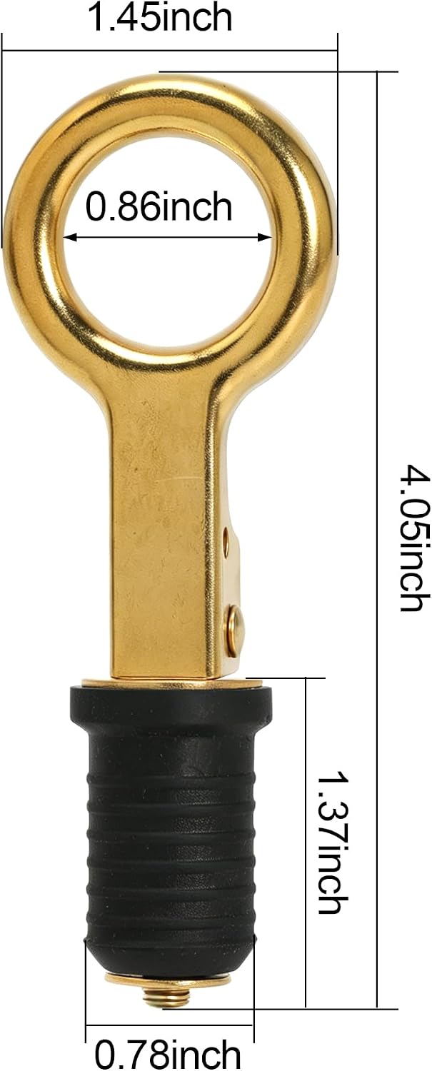 2 Pcs Boat Plug Snap Handle Boat Drain Plug Rubber Plugs with Brass/Stainless Steel Handle Marine Twist Plug Boat Accessories