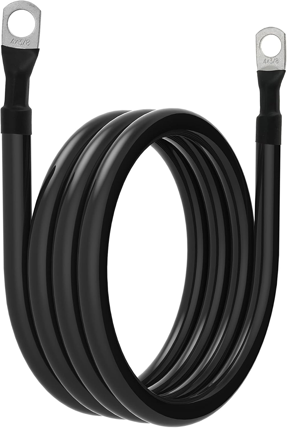 4 AWG Battery Cable 4AWG Gauge Pure Copper Battery Inverter Cables with 3/8 in Lugs Both Ends Power Inverter Wire Set for Automotive Solar Marine Boat RV Car Motorcycle Red and Black (6ft)