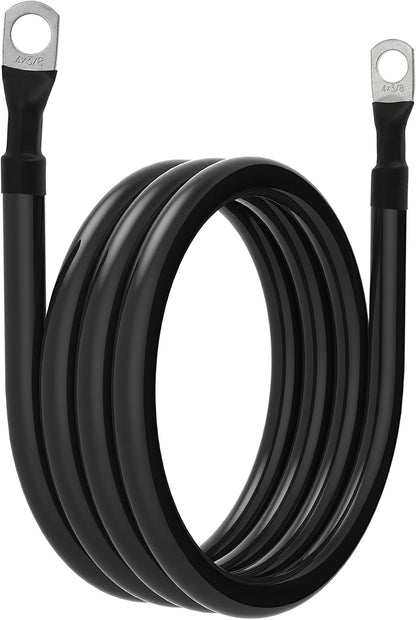 4 AWG Battery Cable 4AWG Gauge Pure Copper Battery Inverter Cables with 3/8 in Lugs Both Ends Power Inverter Wire Set for Automotive Solar Marine Boat RV Car Motorcycle Red and Black (6ft)