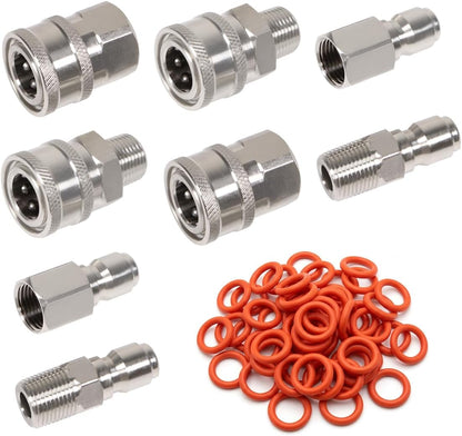 1/2" Hose Reel Super Swivel for FXF for Zerk and 3/8" Quick Connect Coupler Fittings, Heavy Duty Kink-Free Rotation & Rapid Connection NPT for Power Washers, with 3/8" QD O-Rings 50 Pack