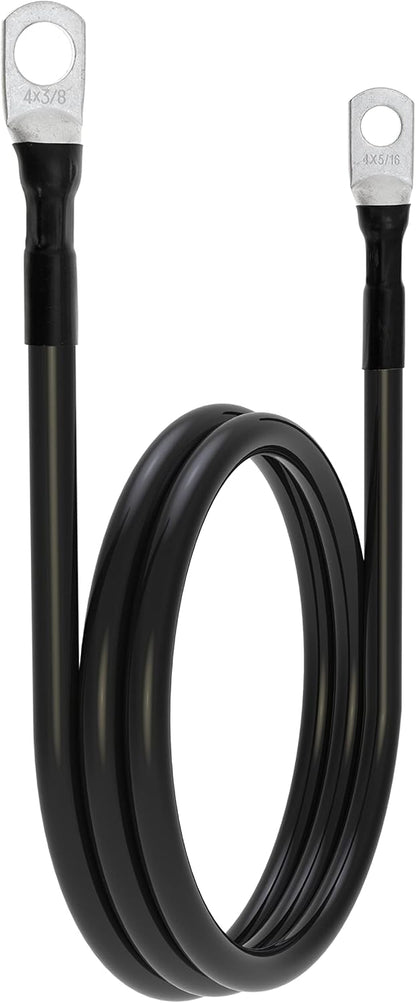 5 AWG Battery Cables 5 Gauge Power Inverter Cables with 3/8 Inch and 5/16 Inch Lugs Each End for Solar Marine Boat Vessel RV Car SUV Truck Tractor Motorcycle 2pcs (2FT, 5 AWG)