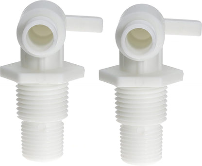 Drain Valve 3/8" and 1/2" Male NPT Dual Barbed Drain Cock Replacement for RV Camper Travel Trailer Fresh Water Tank or System Pack of 2