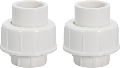1/2" PVC Union Coupling Pipe Fitting PVC Adapter Schedule 40, EPDM O-Ring, 1/2 inch Slip Coupling Fitting (Socket x Socket), 2 Pack, White