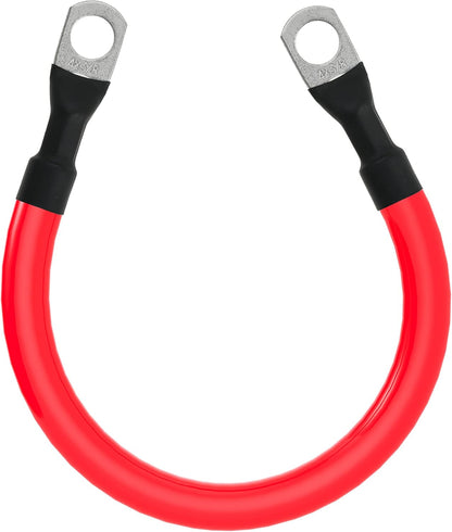 4 AWG Battery Cable 4AWG Gauge Pure Copper Battery Inverter Cables with 3/8 in Lugs Both Ends Power Inverter Wire Set for Automotive Solar Marine Boat RV Car Motorcycle Red and Black (9in)
