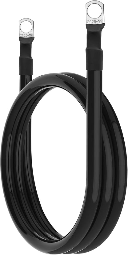 4 AWG Battery Cable 4 Gauge Battery Wires with 3/8 terminals Power Inverter Cables for Solar Boat Marine RV Car (4FT, 1 red+1 black cable)