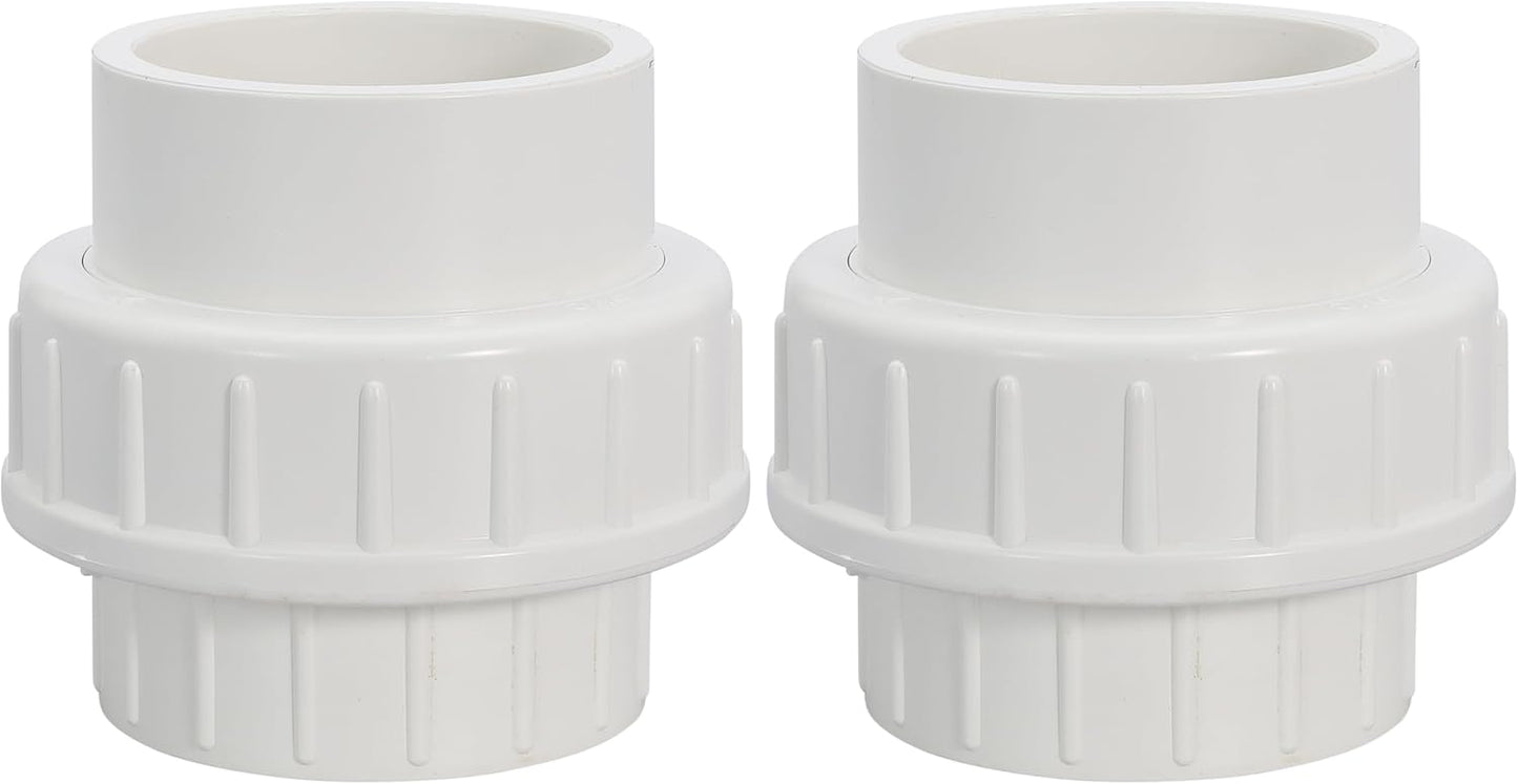 1/2" PVC Union Coupling Pipe Fitting PVC Adapter Schedule 40, EPDM O-Ring, 1/2 inch Slip Coupling Fitting (Socket x Socket), 2 Pack, White