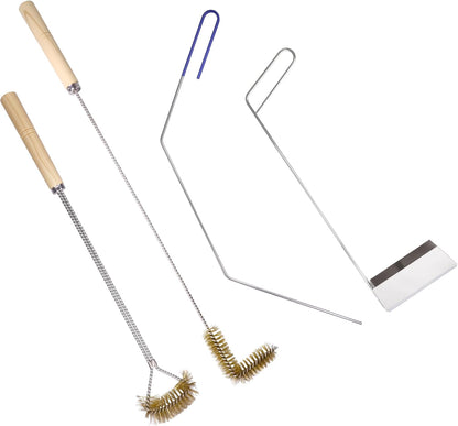 3 PCS Fryer Cleaning Tools with Deep Fryer Brass L-Shaped Brush, Deep Fryer Cleanout Rod, Long Handle Deep Basket Brush for Restaurants, Air Fryers, Deep Fat Fryers