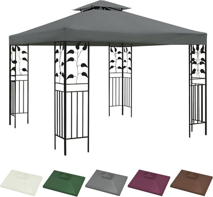 Gazebo Canopy Replacement Top - Grill Gazebo Replacement Canopy Roof – 5x8 Outdoor Grill Shelter Canopy Top Double Tiered BBQ Tent Cover (Claret)