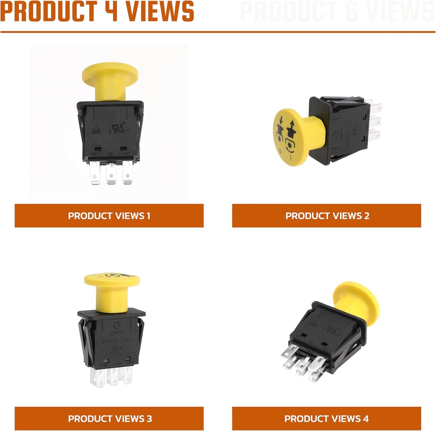 Clutch PTO Switch 7 Terminals for Cub Cadet for MTD for Troy-Bilt for Delta Compatible with 725-3233, 725-3233A, 925-3233, 925-3233A, 6201-308, 6204-308, ZTR, XT2, RTZ, ZT1, 1527, 1525, 1515, 10 AMP
