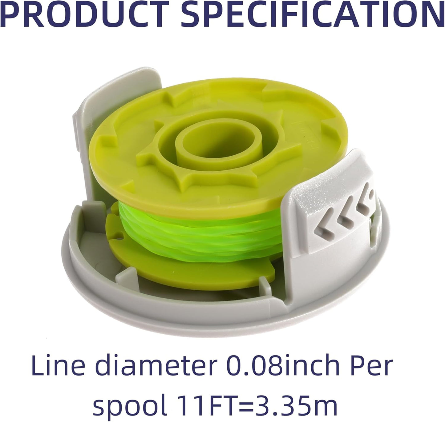 AC80RL3 Line String Trimmer Replacement Spool for Ryobi One Plus+ 18V 24V 40V P2000 P2002 P2003 P2004 P2006 P2006A P2200 Trimmers Replace AC14HCA Cover Cap 11Ft 0.08inch
