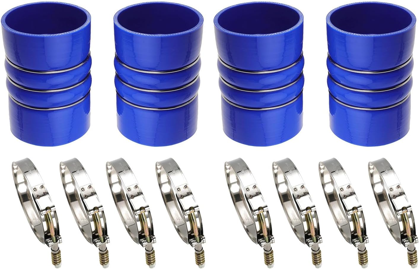 Silicone Charge Air Cooler Hump Hose Boot Set 4" X 6" 4 inch with T Bolt Clamp Blue 4PC