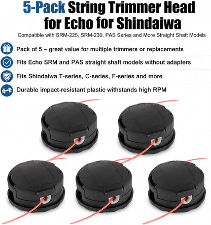 Trimmer Head for Echo Weed Eater PAS210 PAS211 PAS225 PAS230 for Echo Speed Feed 400 SRM210 SRM211 SRM225 SRM230 for SHINDAIWA C230 C242 C2510 5PCS