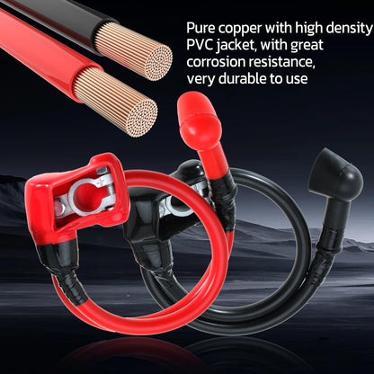 4 AWG Battery Cable 4 Gauge Battery Power Inverter Cables with 3/8'' Terminal Lugs and Top Post Battery Terminal Connector Clamp for Boat Marine RV Car Golf Cart Motorcycle Solar System (2FT)