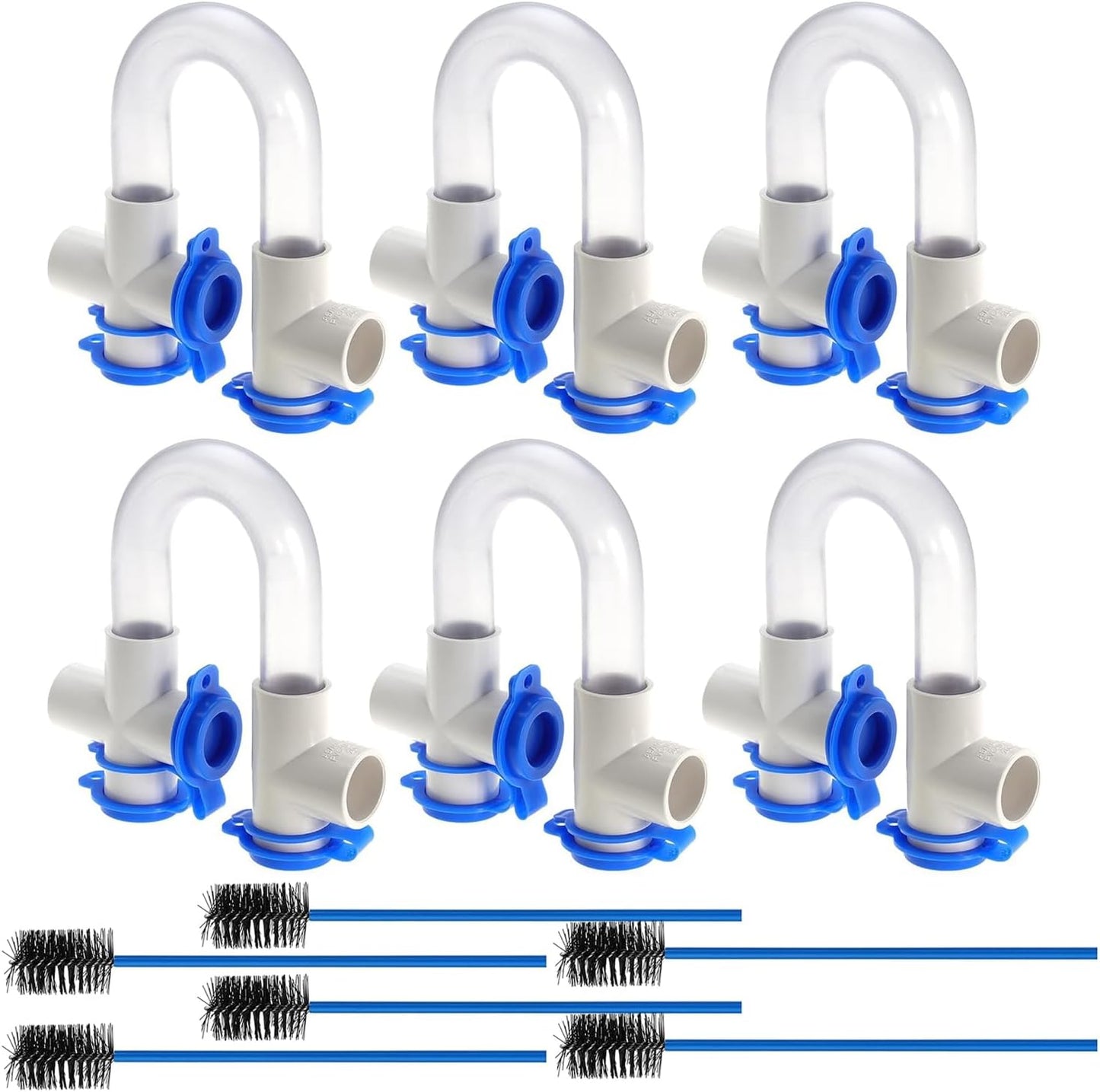 6PACK 3/4" Standard Condensate Trap U Trap for HVAC Systems, Air Conditioner with 19" Cleaning Brush