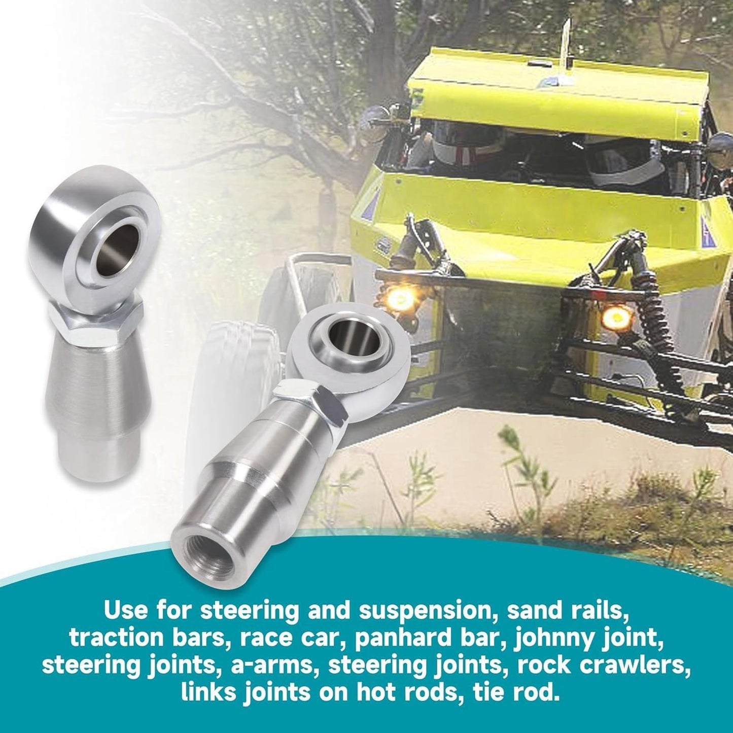 5/8" Heim Joints Rod End Kit Thread 0.625" Chromoly Heim Joints Suspension Kit Right and Left Hand Traction Bars Steering Kit with Round Tube Adapter Jam Nuts (2 set-5/8 inch)