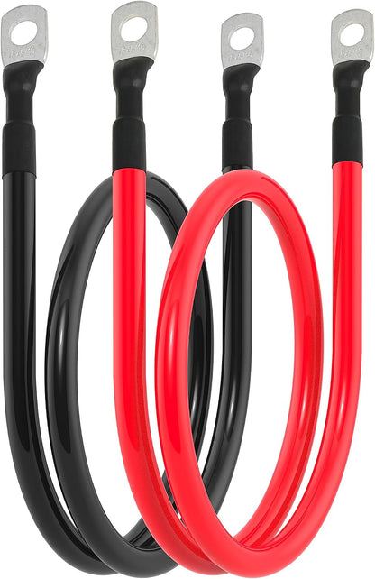 6 AWG Battery Cable 6AWG Gauge Battery Inverter Cables for Automotive Solar Marine Boat RV Car Motorcycle (6 AWG, 20in, 5/16")