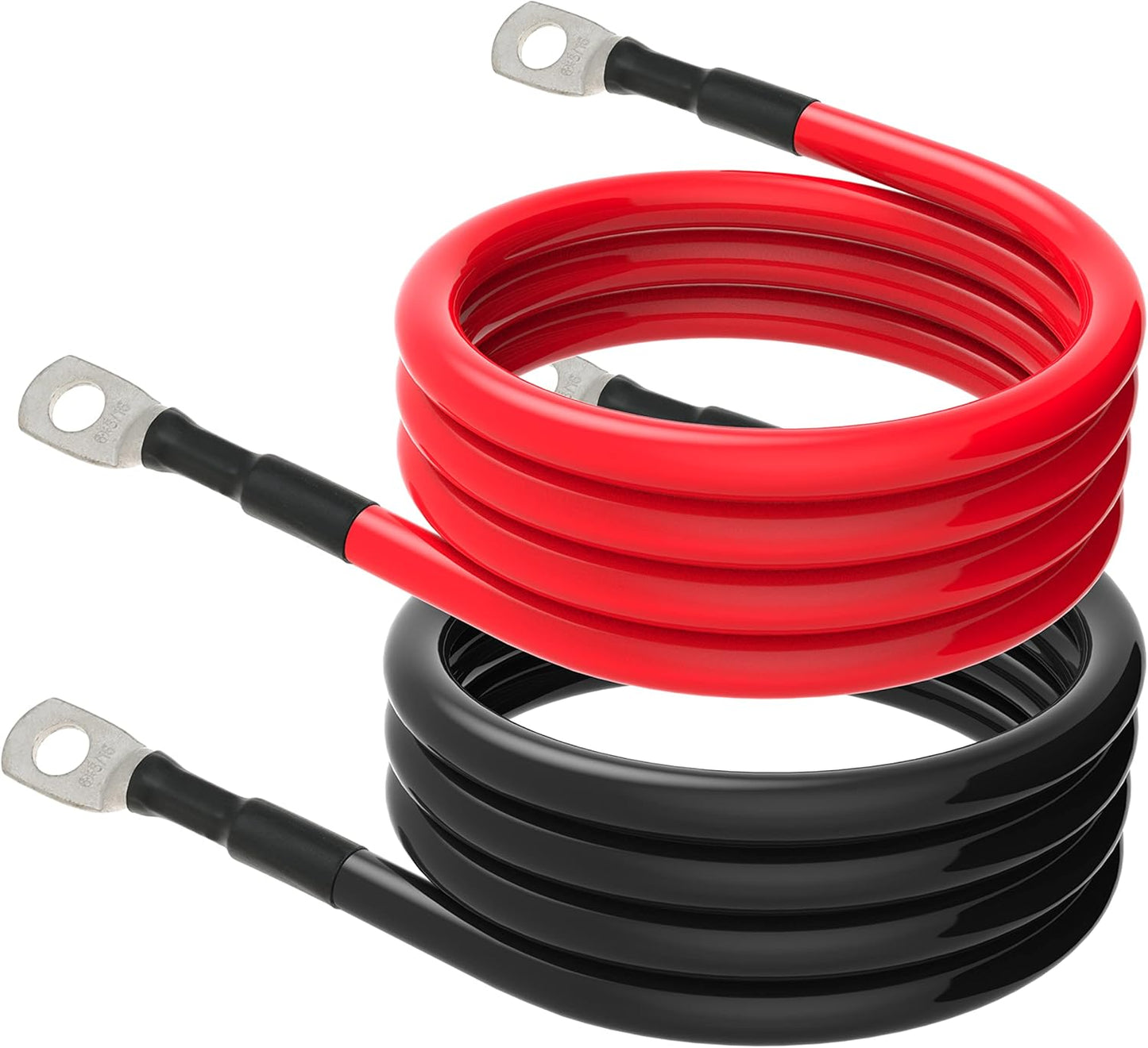 6 AWG Battery Cables 6 Gauge Battery Power Inverter Cable with 5/16 Inch Tinned Copper Lugs Both Ends for Solar Marine Boat RV Car Motorcycle 2 pcs (4FT)