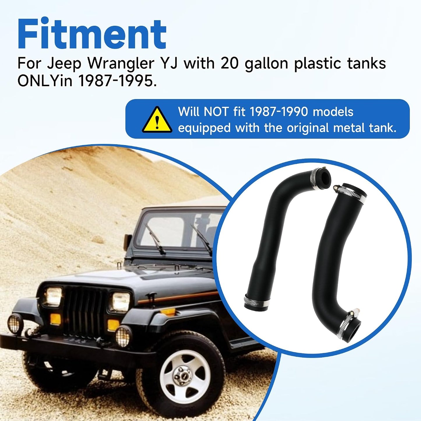 52040079 52040081 Fuel Filler Hose Kit for Jeep Wrangler YJ 1987-1995 Gas Tank