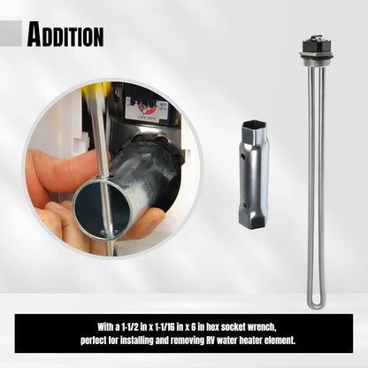 100108283 Water Heater Element for AO Smith ECT 52 55 66 80 120, ECS 30 40 50, ECL 30 50, ECLN ELJN ECJN 40, E6 Replaces 100108284 9000092015 9000092045 Heating Element with Socket, 1PCS