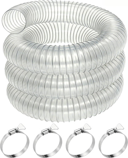 2-1/2" x 10' Heavy Duty Dust Collection Hose, Thickened Clear PVC Flexible Hose with Steel Wire Reinforced, Puncture Resistant for Woodworking Dust Collector System