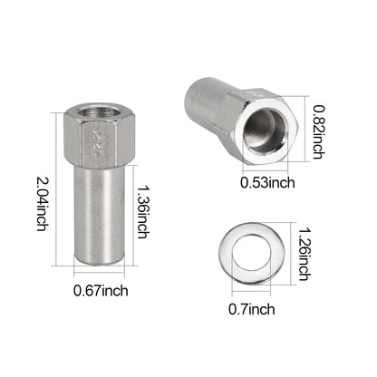 1/2"-20 Wheel Lug Nut for Cragar for SST Mag with Center Washer Open Ended, 13/16” Hex 2.01” Total Length (20PCS)