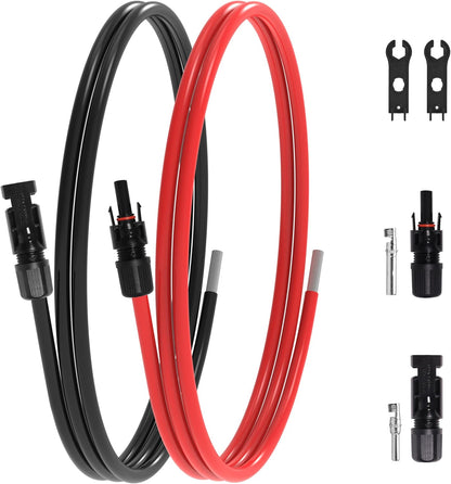 3Ft 10AWG Solar Panel Extension Cable, 10 AWG Solar Extension Cable 10 Gauge 3 Feet Solar Wire with Solar Panel Female Male Waterproof Connectors for RV Boat Home (10 AWG-3Ft)
