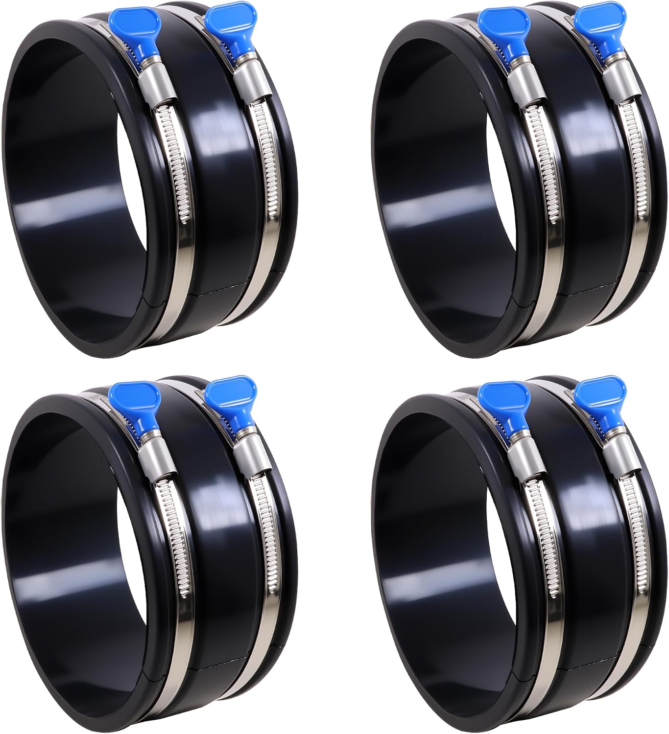 Dust Control Flex Cuff with Adjustable Hose Clamps, Rubber Connector Rubber Cuff Coupler for Woodworking Dust Collection Fittings (4, 2-1/2 Inch)