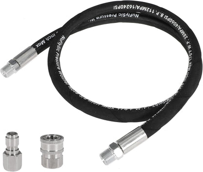 Pressure Washer Whip Hose Power Washer Jumper Hose for Pressure Washing with Steel Connector 3/8 Inch NPT Quick Connect Plug Hose Reel Connector Hose, 4000 PSI, 7FT, 1PCS