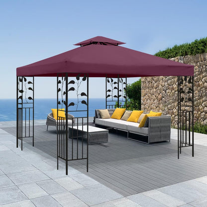 Grill Gazebo Replacement Canopy Top Only - 5' x 8' Outdoor BBQ Gazebo Canopy Roof, Waterproof Double Tiered Shelter Cover Fit for L-GG001PST-F (5 * 8FT-Claret)