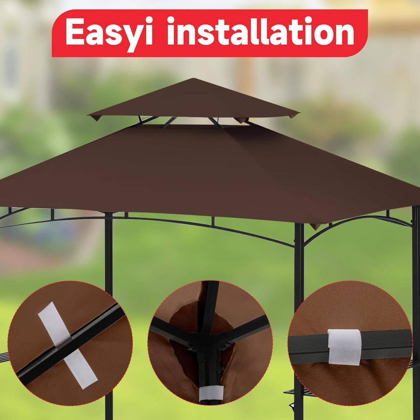 Grill Gazebo Replacement Canopy Top Only - 5' x 8' Outdoor BBQ Gazebo Canopy Roof, Waterproof Double Tiered Shelter Cover Fit for L-GG001PST-F