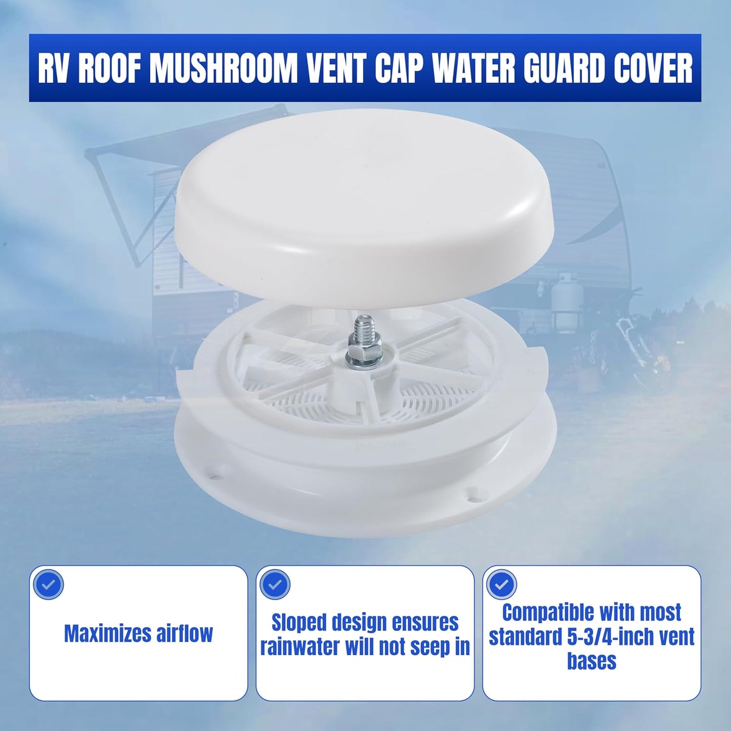 1 Pack RV Roof Mushroom Vent Cap Water Guard Cover for RV Homes Campers Trailers Keystone Motor