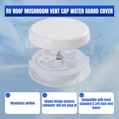 1 Pack RV Roof Mushroom Vent Cap Water Guard Cover for RV Homes Campers Trailers Keystone Motor