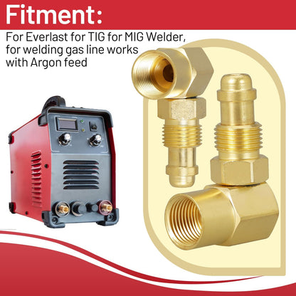 AW-407 / CGA 032 Nut/NIP -032 Body 90' 90 Degrees Elbow Inert Gas Adaptor Argon Welder Connector for Everlast for TIG for MIG Welder