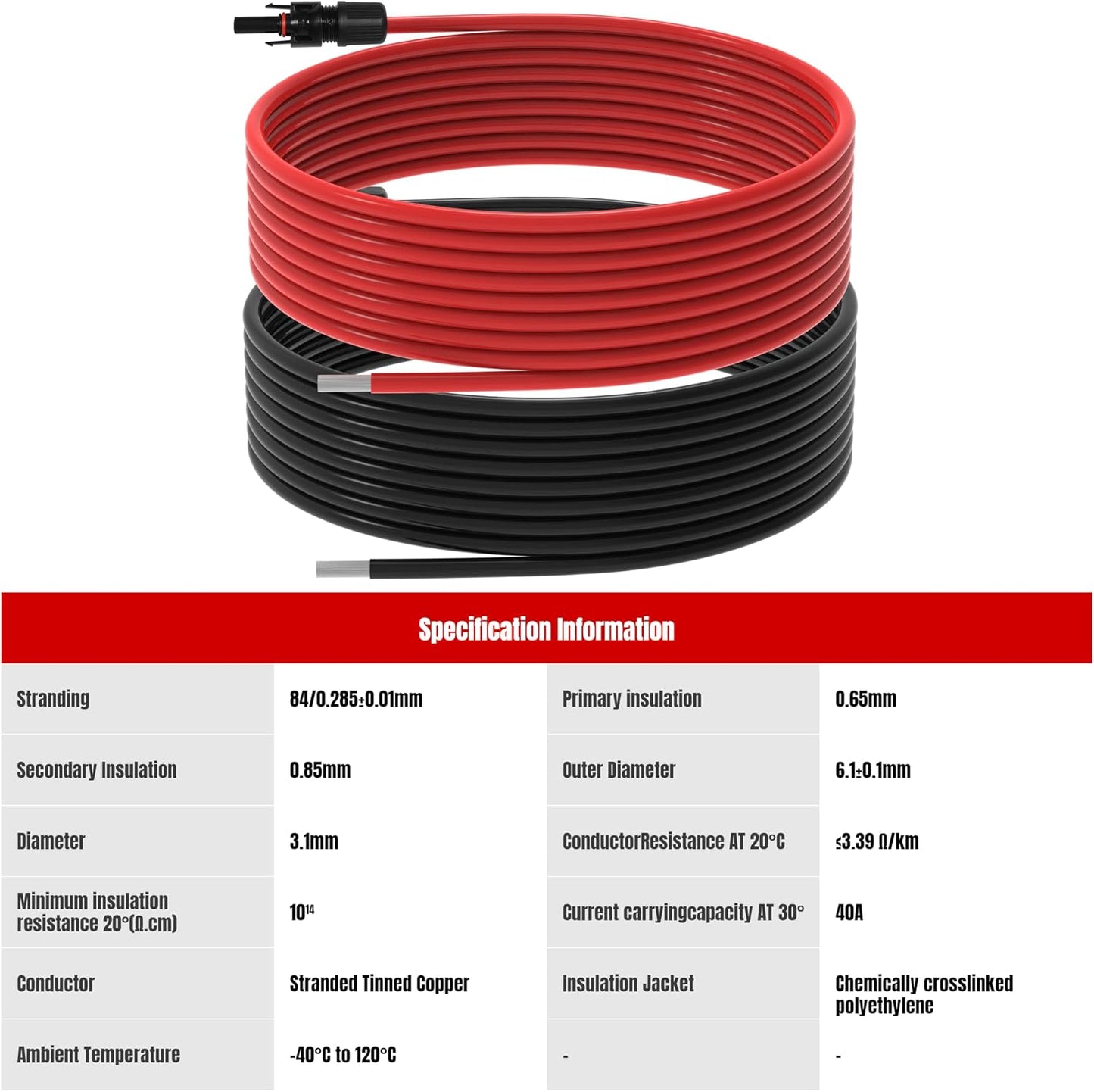30Ft 10AWG Solar Panel Extension Cable, 10 AWG Solar Extension Cable 10 Gauge 30 Feet Solar Wire with Solar Panel Female Male Waterproof Connectors for RV Boat Home (10 AWG-30Ft)