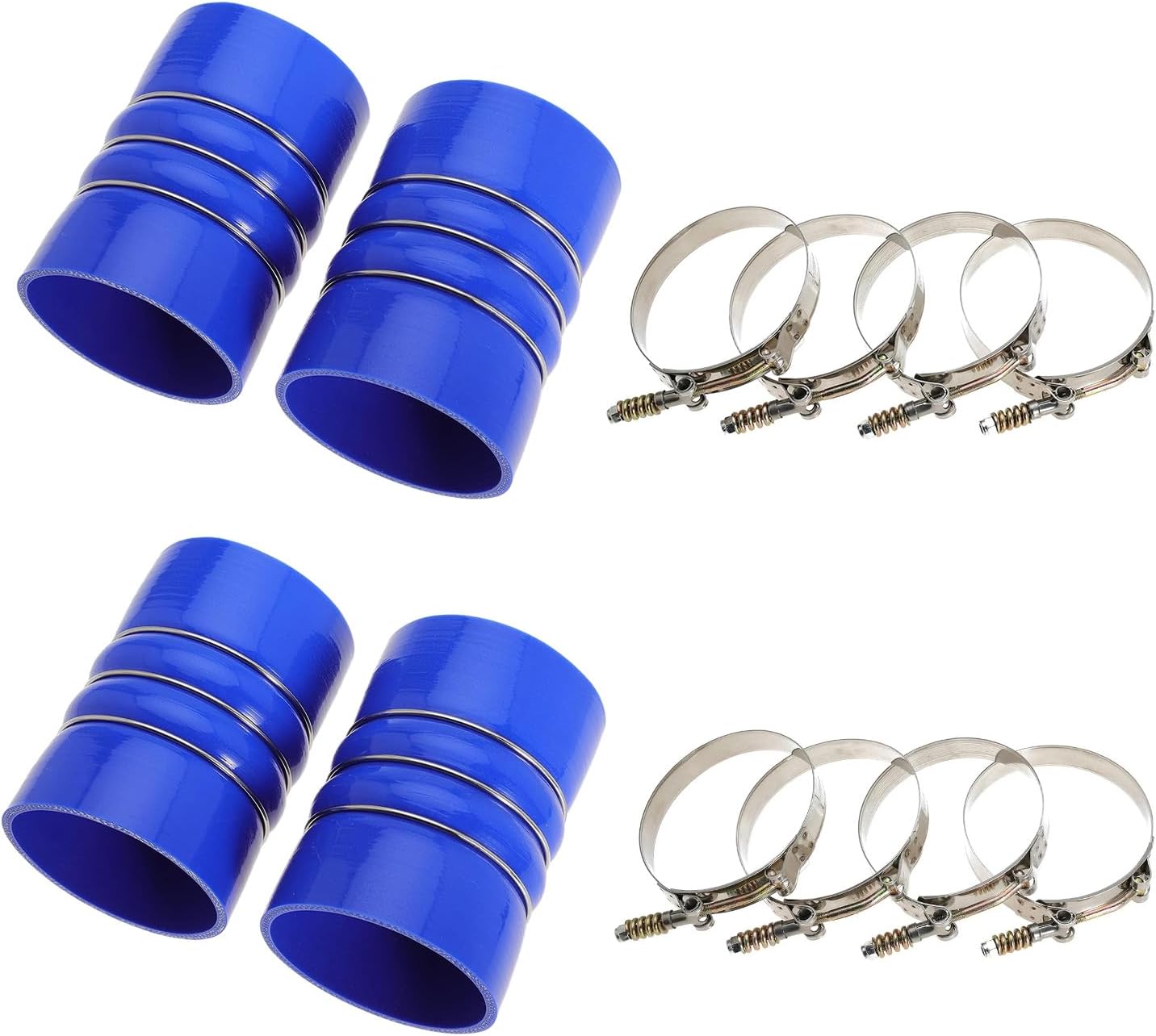 Silicone Charge Air Cooler Hump Hose Boot Set 4" X 6" 4 inch with T Bolt Clamp Blue 4PC