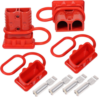 50A 600V Battery Quick Connect Disconnect Connector 6-10AWG Battery Cable Connector Fit for 6-10 Gauge Connect and Disconnect Plug Connector with Protect Cover and Screws