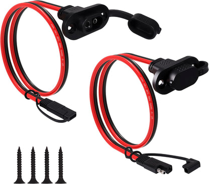 1FT 10AWG SAE Quick Connector Harness, 10 AWG 10 Gauge SAE Power Socket Sidewall Port Connector Male to Female Socket Cable with Dust Cover for Solar Panel, Generator, Battery Charger (10AWG 1FT)